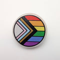 PRIDE FLAG ROUND PIN 1.5" - Progress Rainbow Flag