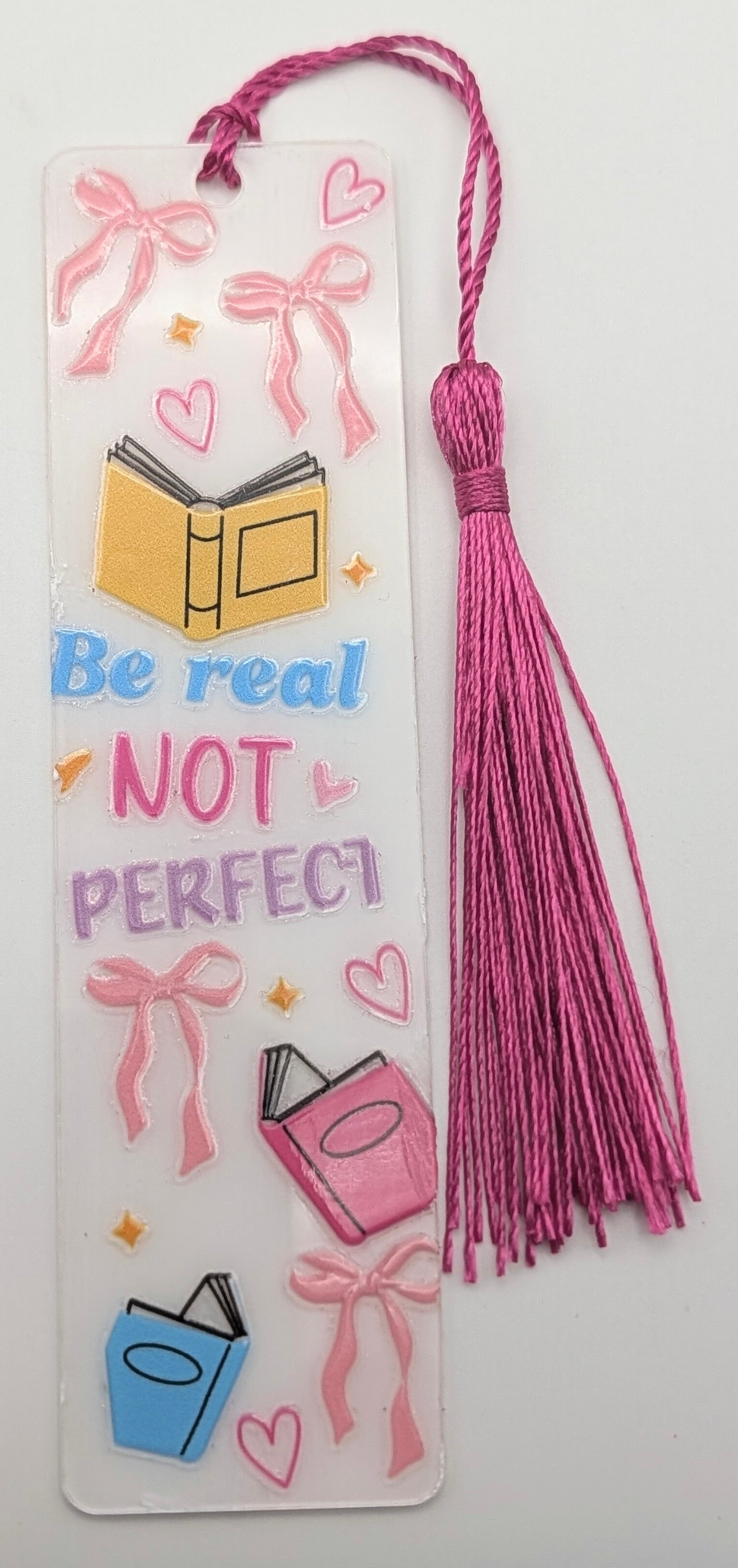 "Be Real Not Perfect" Book & Bow Bookmark