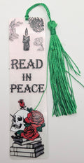 "Read In Peace" Gothic Skull & Rose Color Shift Bookmark