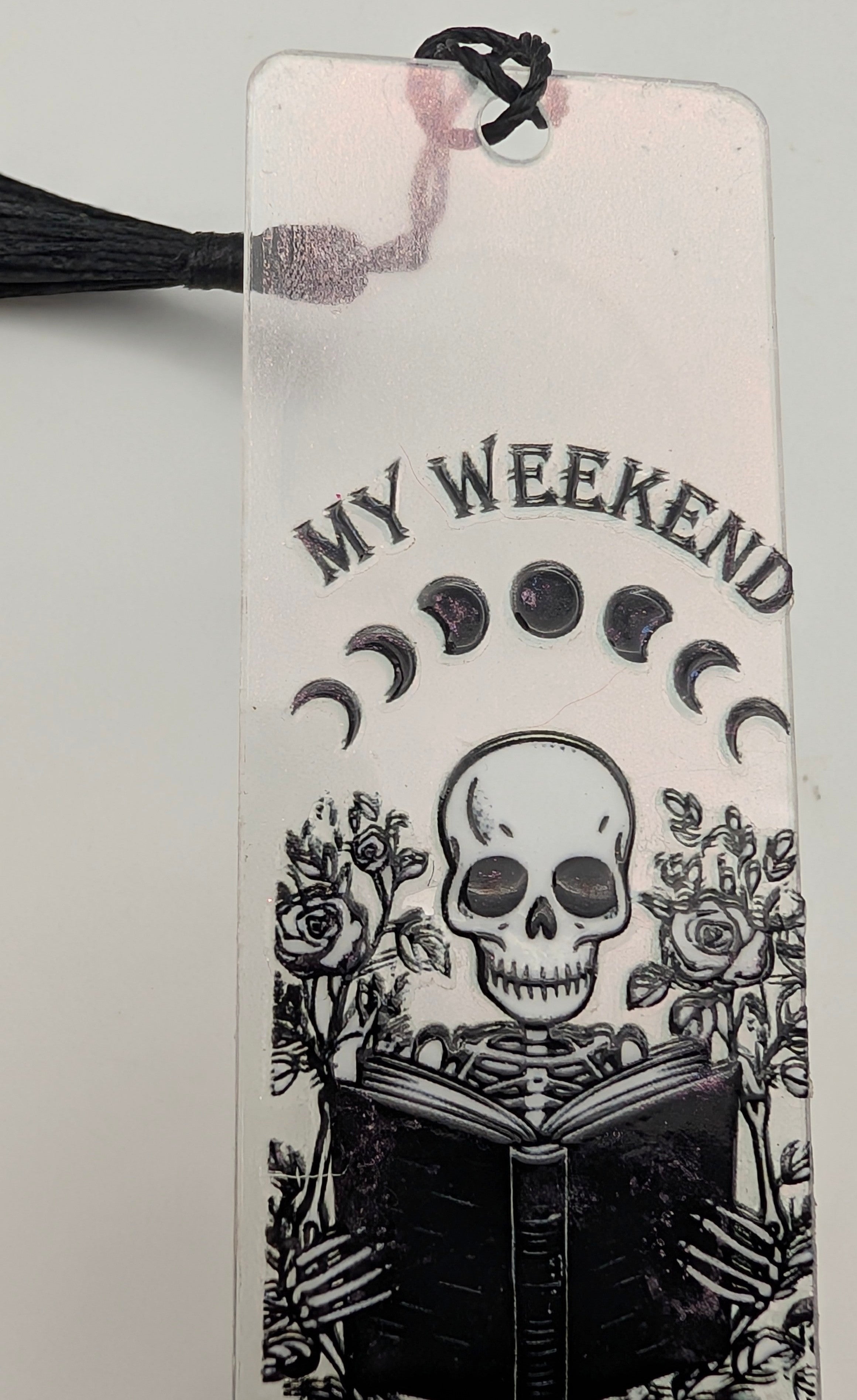 My Weekend is All Booked" Skeleton Color Shift Bookmark