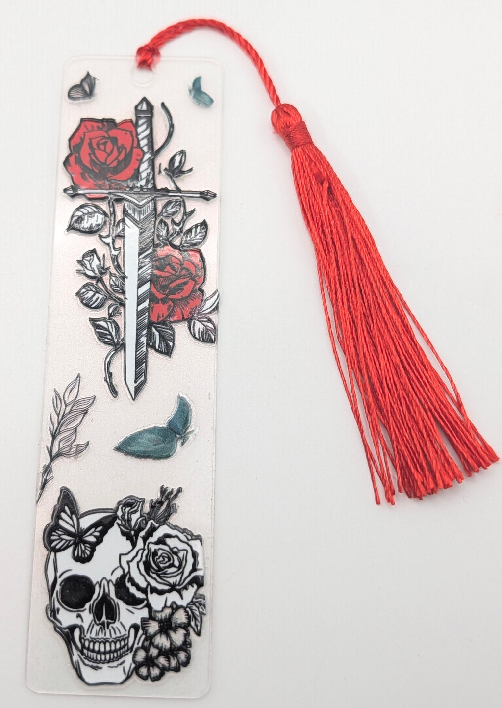 Gothic Sword & Rose Skull Color Shift Bookmark