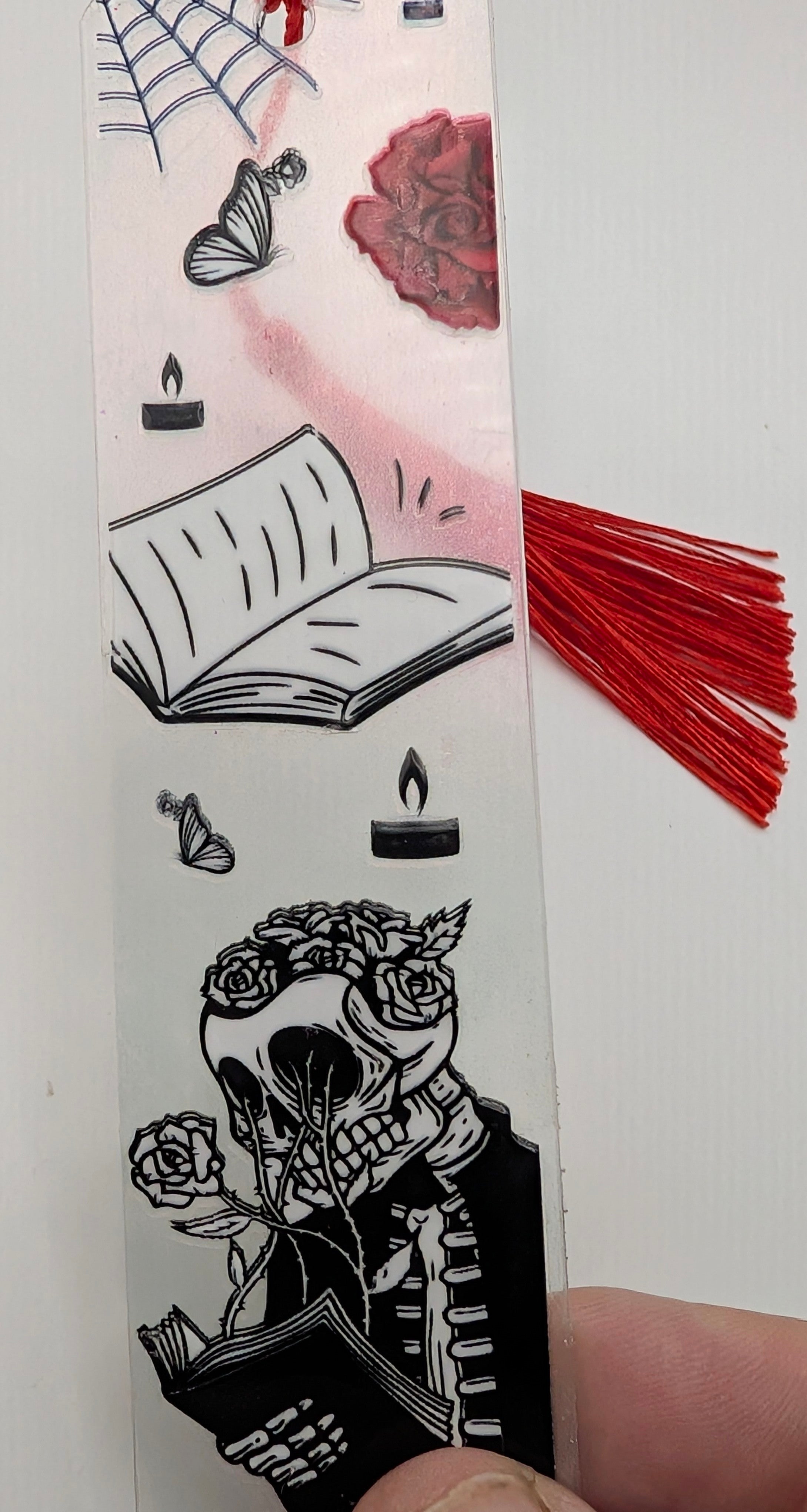 Gothic Reading Skeleton Color Shift Bookmark