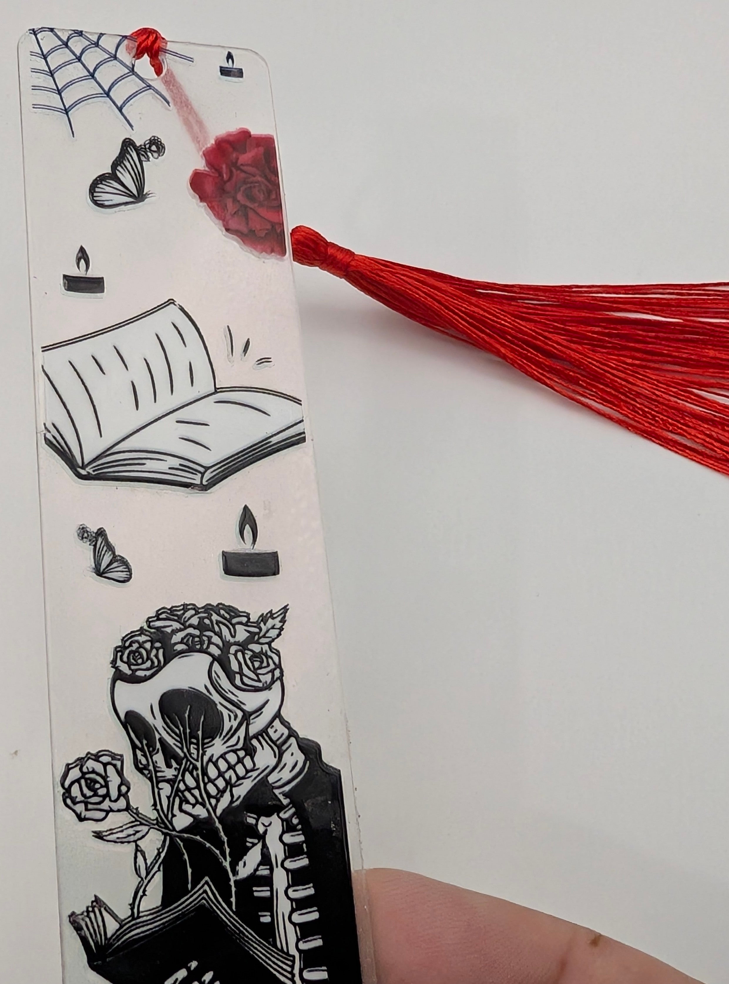 Gothic Reading Skeleton Color Shift Bookmark