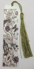 Gothic-Inspired Artisan Bookmark - Flowers, Butterfly, Skull