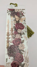 Gothic-Inspired Artisan Bookmark - Roses, Butterfly, Candle