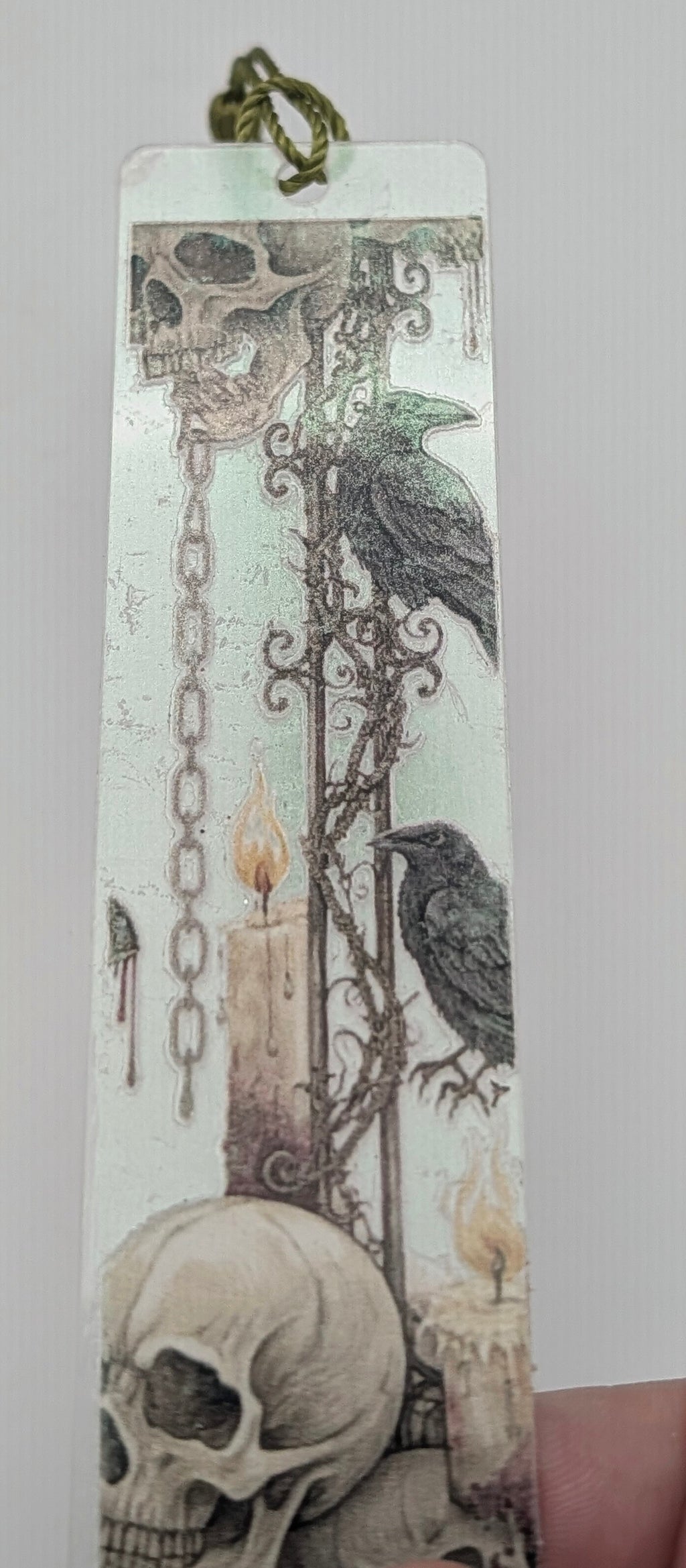 Gothic-Inspired Artisan Bookmark - Ravens, Chains, Candle