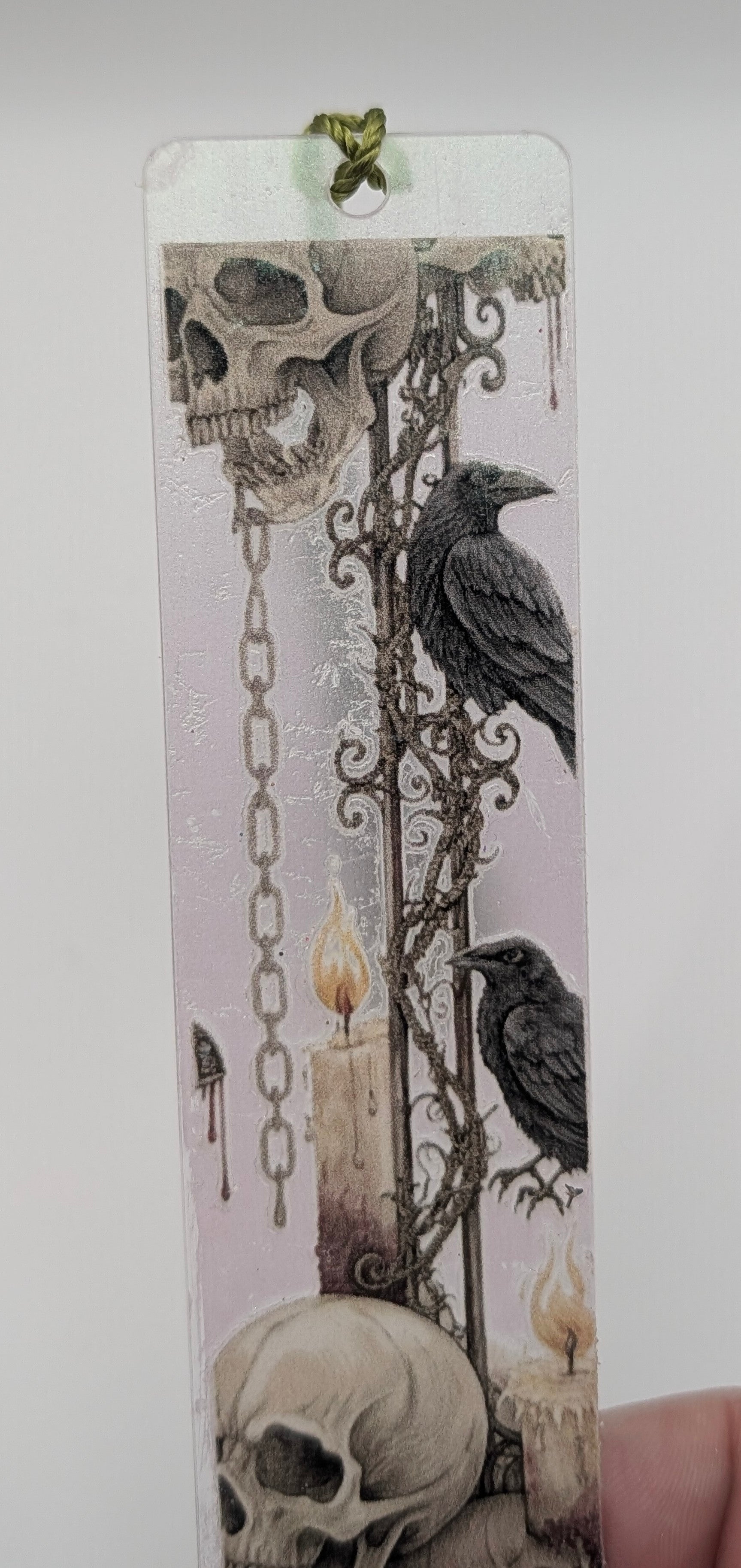 Gothic-Inspired Artisan Bookmark - Ravens, Chains, Candle