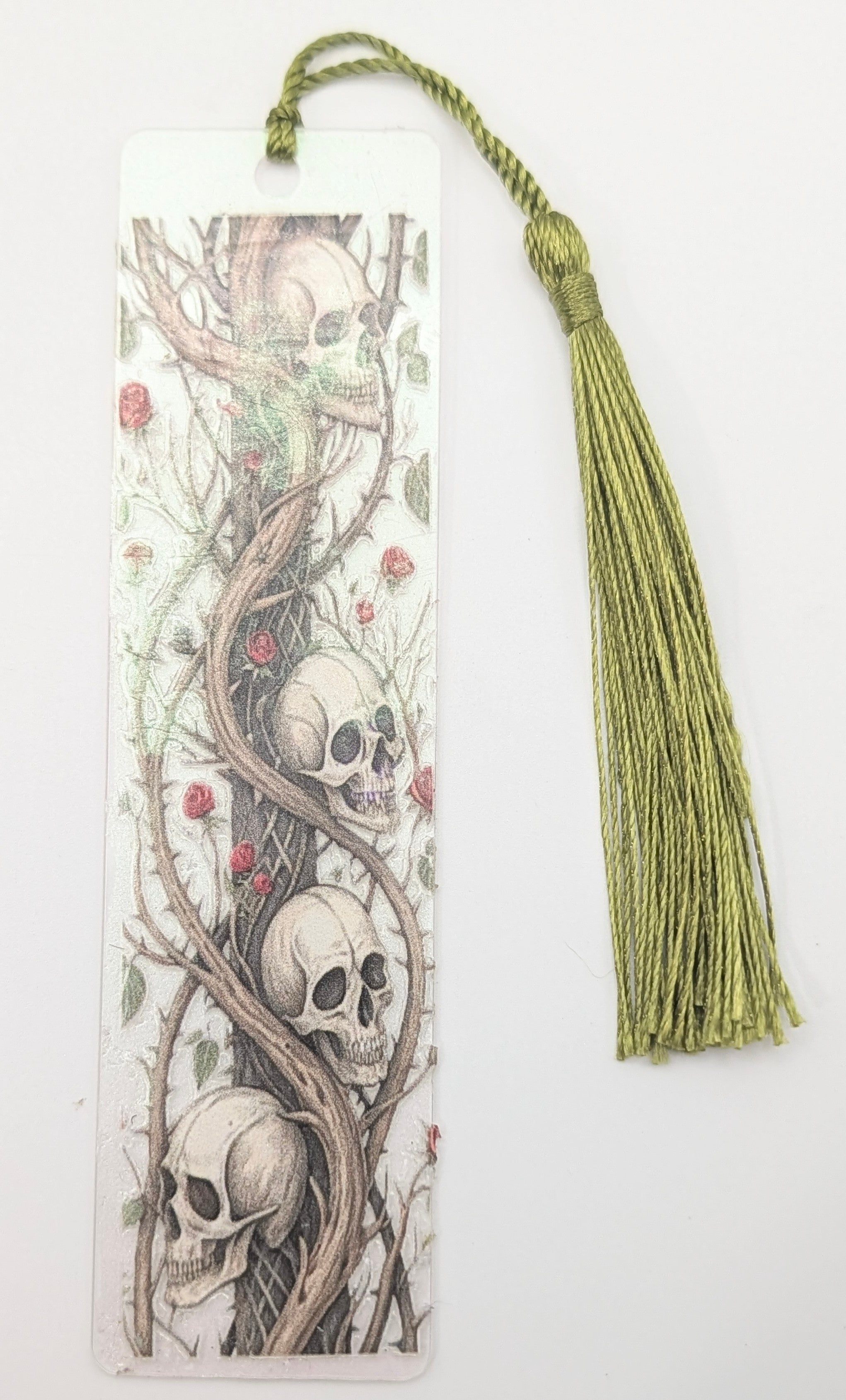 Gothic-Inspired Artisan Bookmark - Vines & Skulls