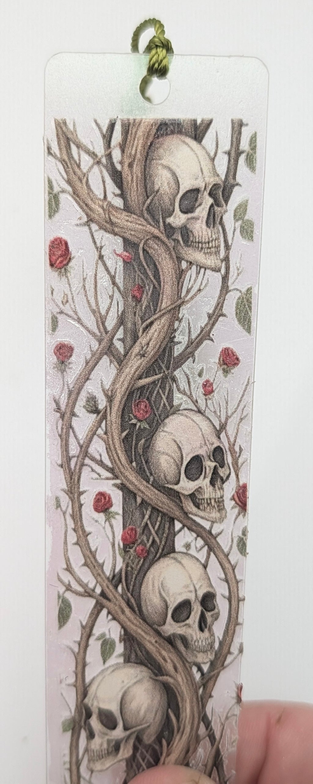 Gothic-Inspired Artisan Bookmark - Vines & Skulls