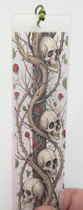 Gothic-Inspired Artisan Bookmark - Vines & Skulls