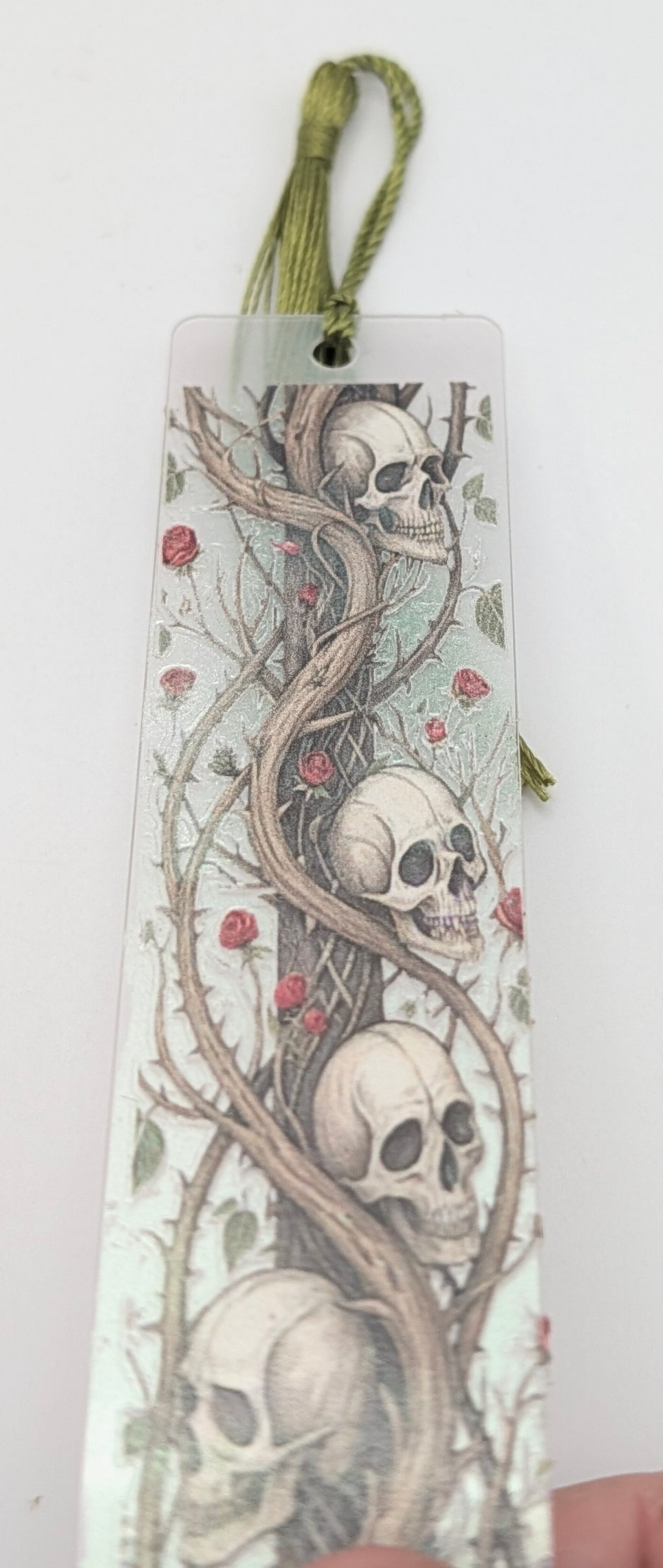 Gothic-Inspired Artisan Bookmark - Vines & Skulls