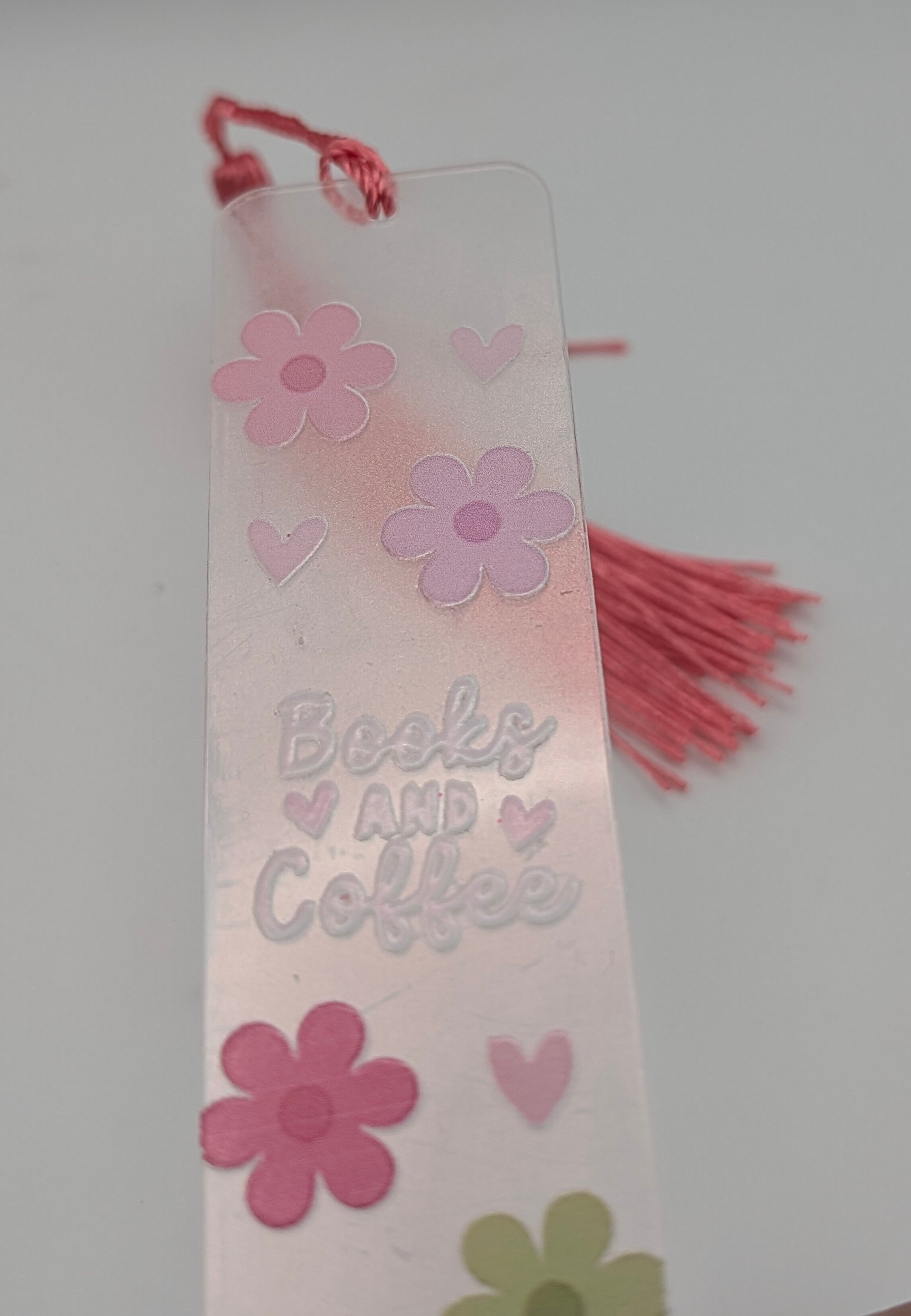 "Books and Coffee" Color Shift Floral Bookmark