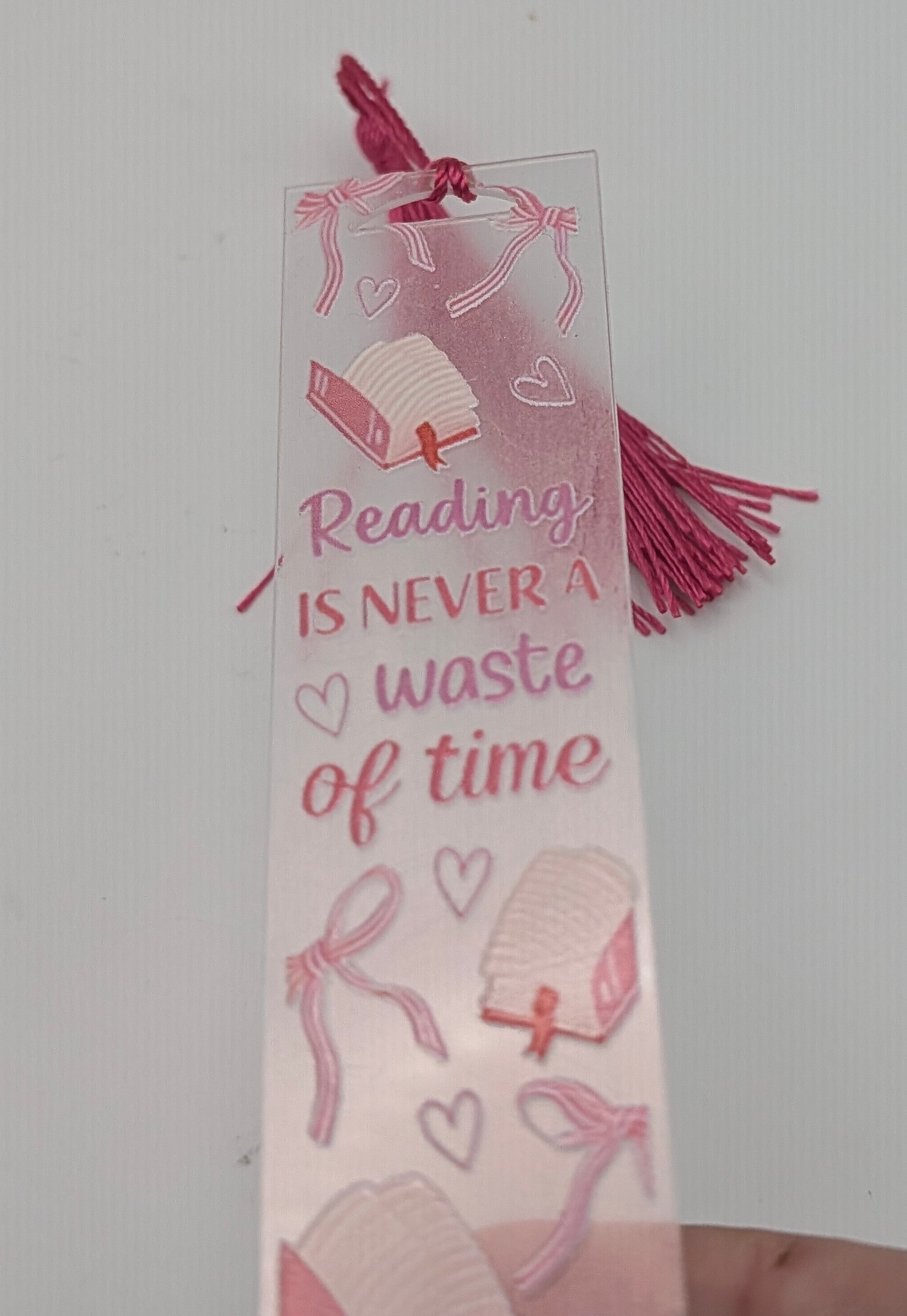 "Reading is Never a Waste of Time" Color Shift Acrylic Bookmark