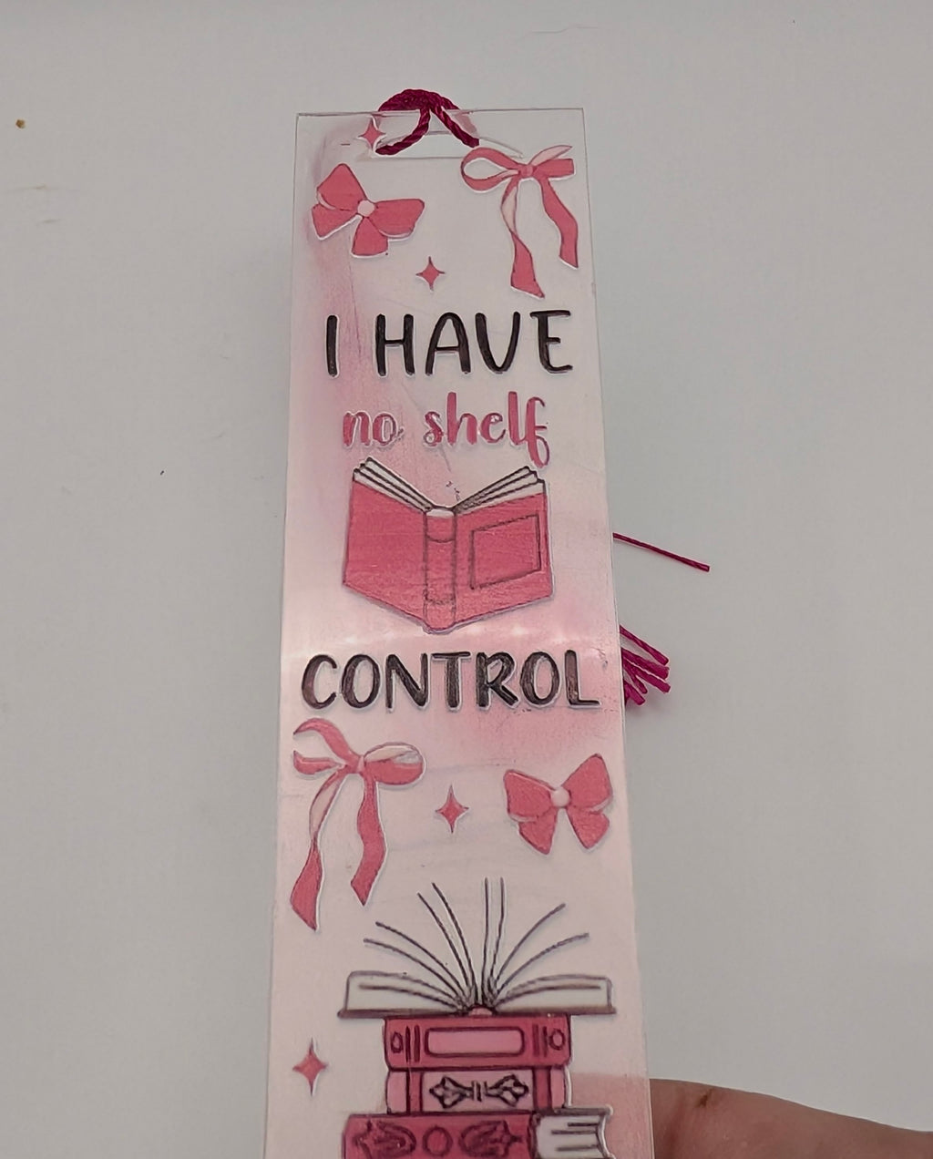 "I Have No Shelf Control" Color Shift Acrylic Bookmark